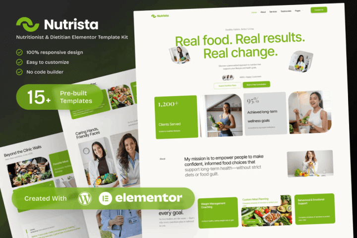 NutristaCover-720x480 Nutrista – Nutritionist & Dietitian Elementor Template Kit - Image 1