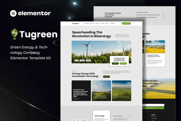 TugreenCover-720x480 Tugreen – Green Energy & Technology Template Kit - Image 1