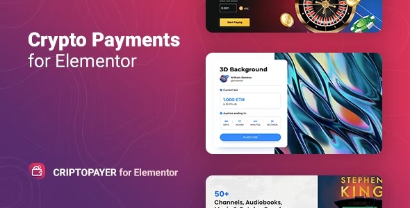 crypto-payments-elementor-preview Criptopayer 1.0.2 – Crypto Payment Button for Elementor Plugin - Image 1
