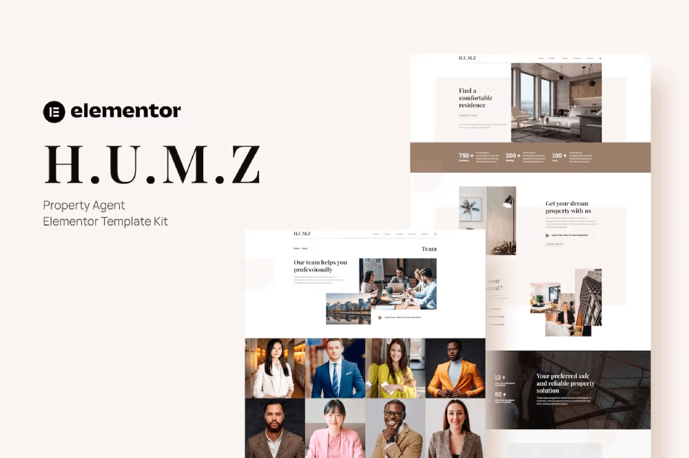 CoverImagehumz Humz – Property Agent Elementor Template Kit - Image 1