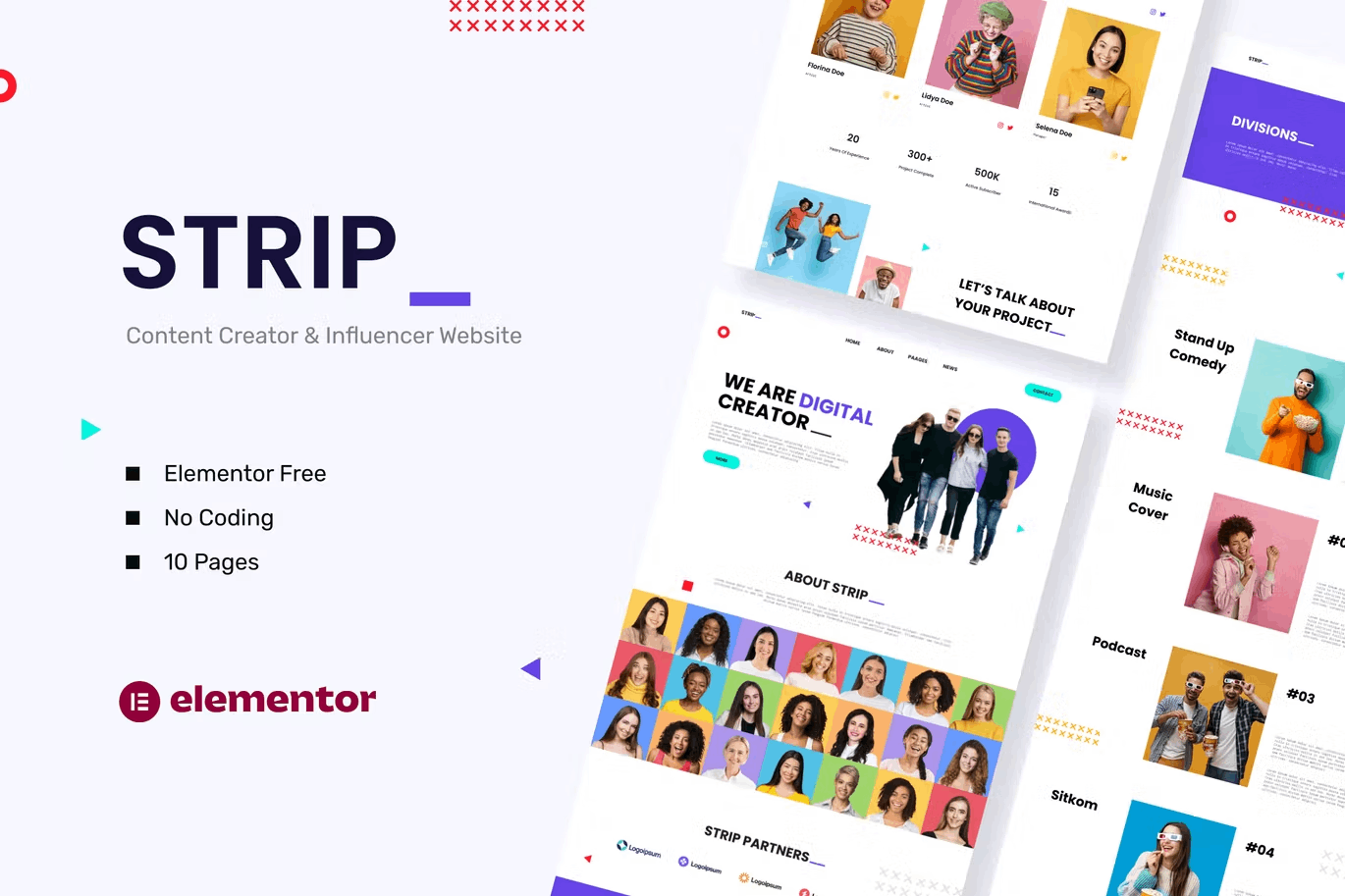 CoverStrip-Kit-1 Strip – Content Creator & Influencer Elementor Template Kit - Image 1