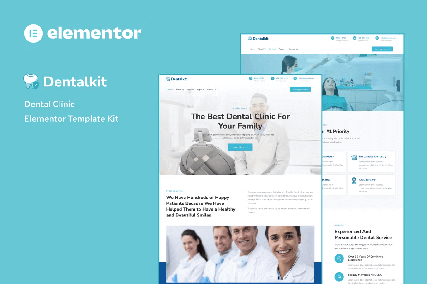 Dentalkit-1 Dentistkit – Dental Clinic Elementor Template Kit - Image 1