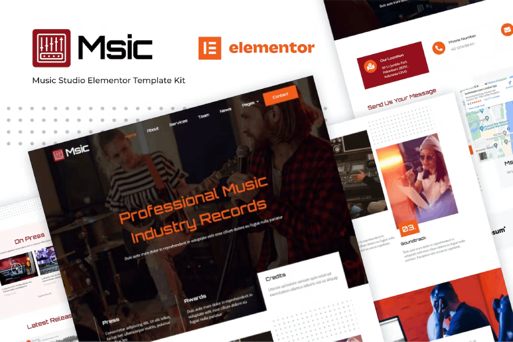 MsicCover Msic – Music Studio Elementor Template Kit - Image 1