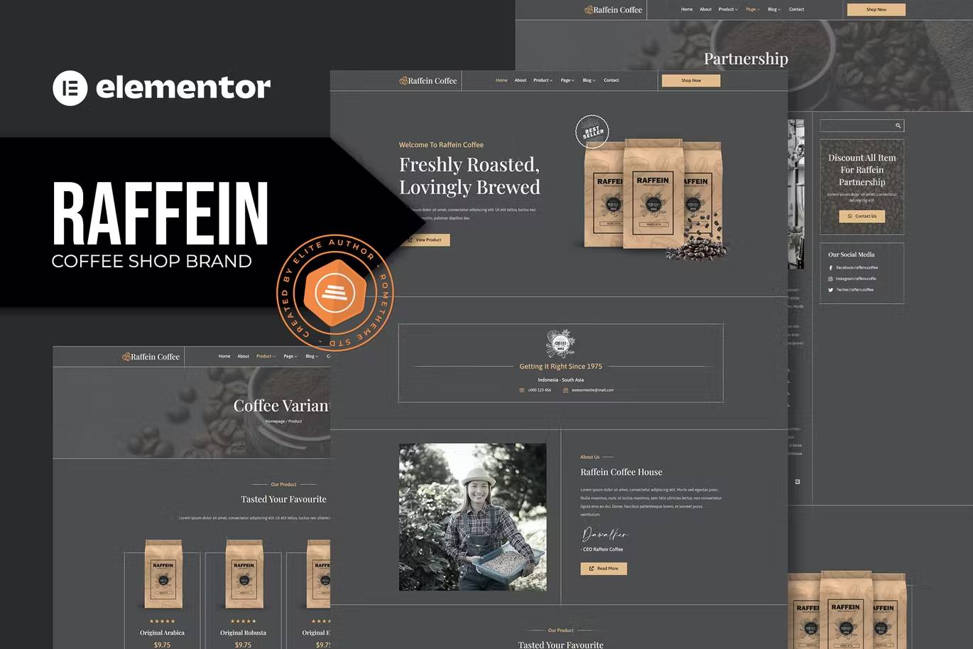 Raffein2-Coverimage-template-kit-2022-1 Raffein – Coffee Shop Brand Elementor Template Kit - Image 1