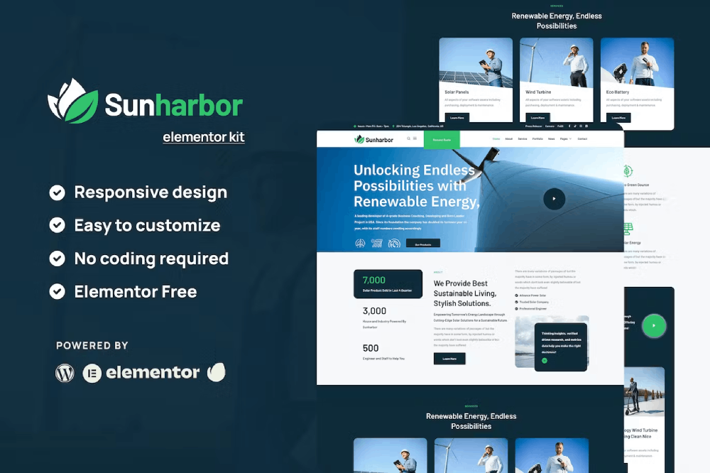 SunharborCover-1 SunHarbor – Solar and Renewable Energy Elementor Template Kit - Image 1