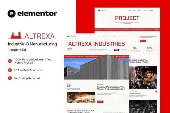 ALTREXA u2013 Industrial & Manufacturing Elementor Te ALTREXA - Industrial & Manufacturing Elementor Template Kit - Image 1
