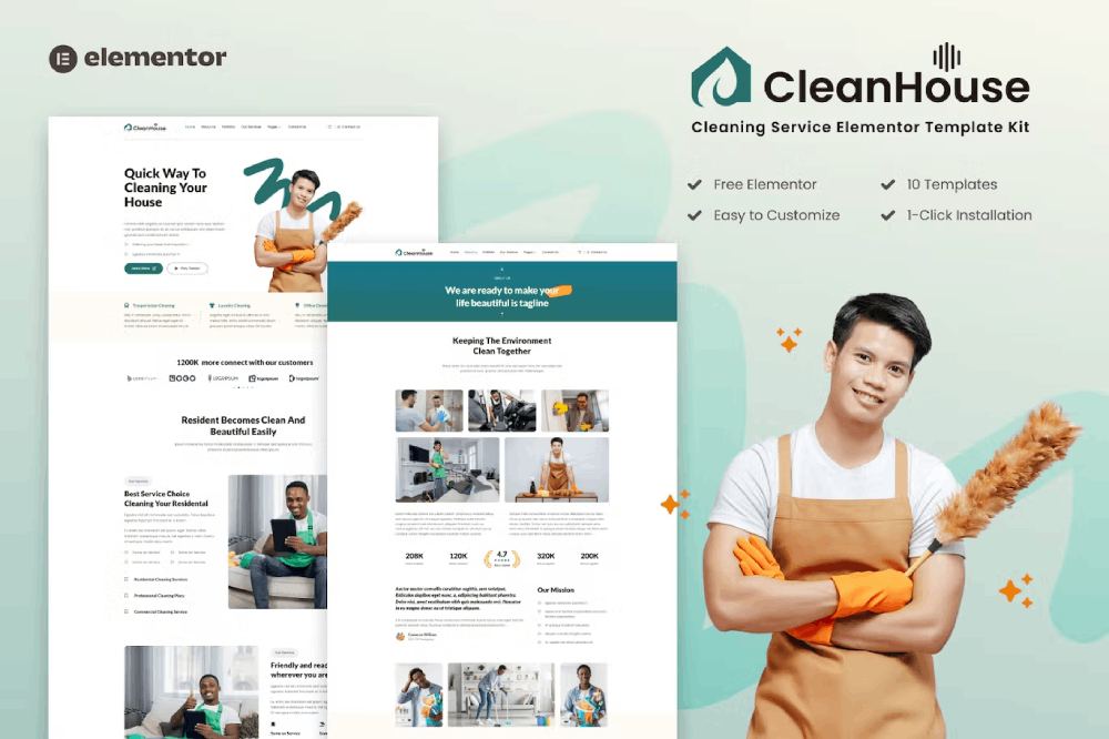 cLEANHOUSECover CleanHouse – Cleaning Service Template Kit - Image 1