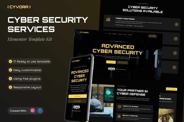 Cyvora - Cyber Security Services Elementor Templa Cyvora - Cyber Security Services Elementor Template Kit - Image 1