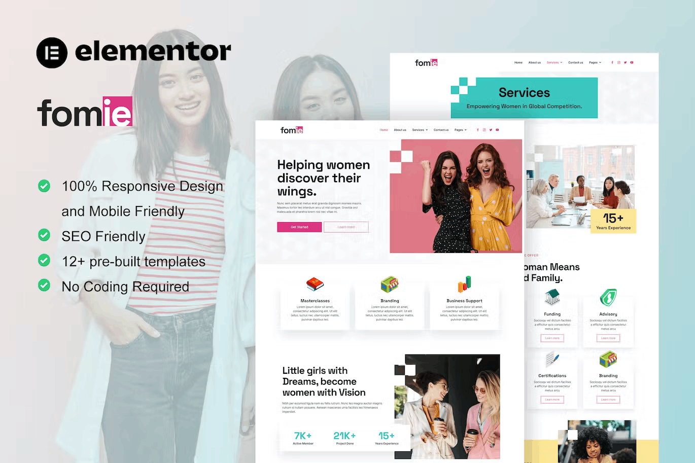 fomiecover Fomie – Business Woman Elementor Template Kit - Image 1