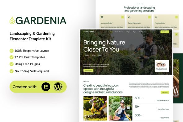 Gardenia - Landscaping & Gardening Elementor Temp Gardenia - Landscaping & Gardening Elementor Template Kit - Image 1