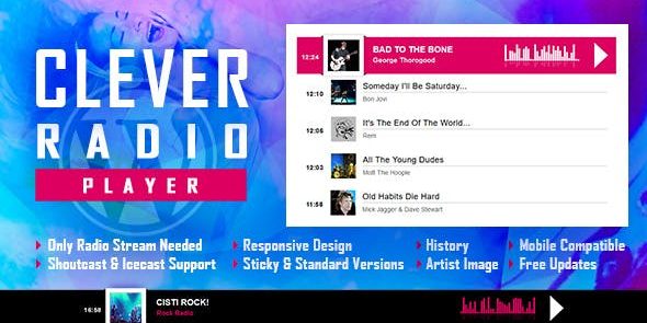 img-547 CLEVER 2.6.2 – HTML5 Radio Player With History – Shoutcast and Icecast v2.6.2 - Image 1