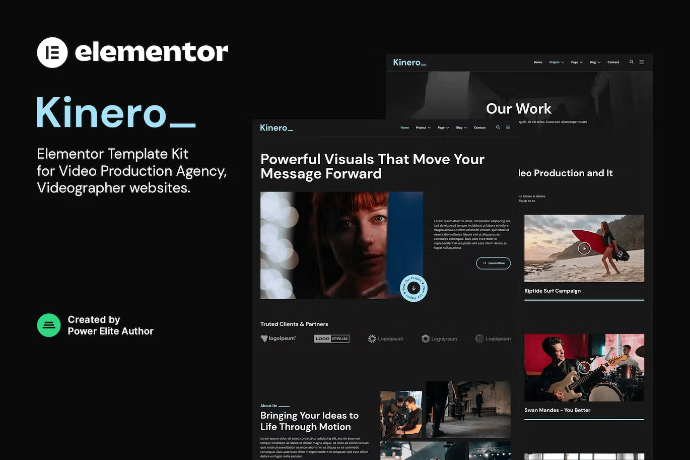 kineriocover Kinerio – Video Production Agency Elementor Template Kit - Image 1