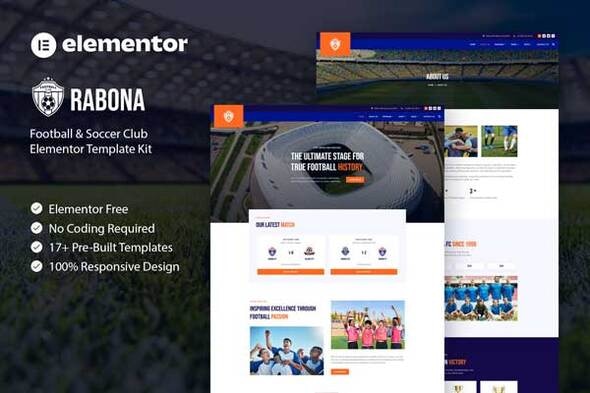 Rabona - Football & Soccer Club Elementor Templat Rabona - Football & Soccer Club Elementor Template Kit - Image 1