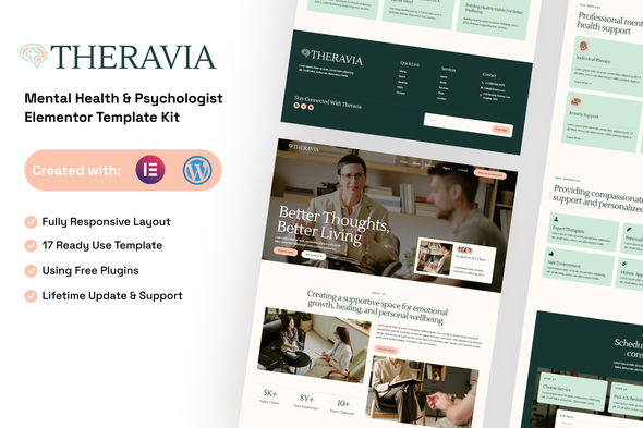 Theravia - Mental Health & Psychologist Elementor Theravia - Mental Health & Psychologist Elementor Template Kit - Image 1