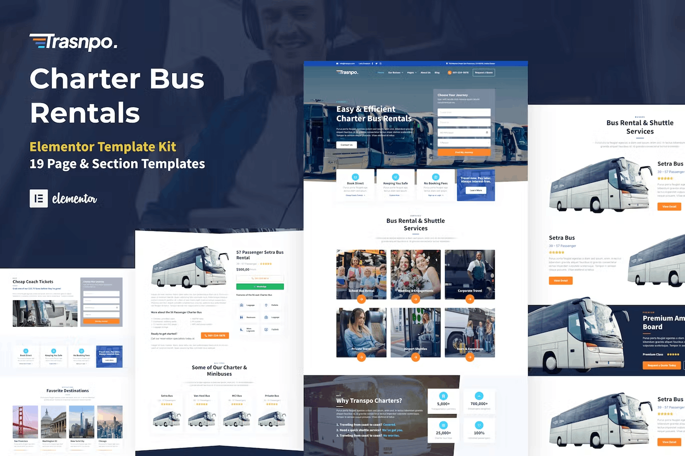 transpocover Transpo – Charter Bus Rental Company WordPress Elementor Template Kit - Image 1