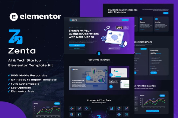 Zenta - AI & Tech Startup Elementor Template Kit Zenta - AI & Tech Startup Elementor Template Kit - Image 1